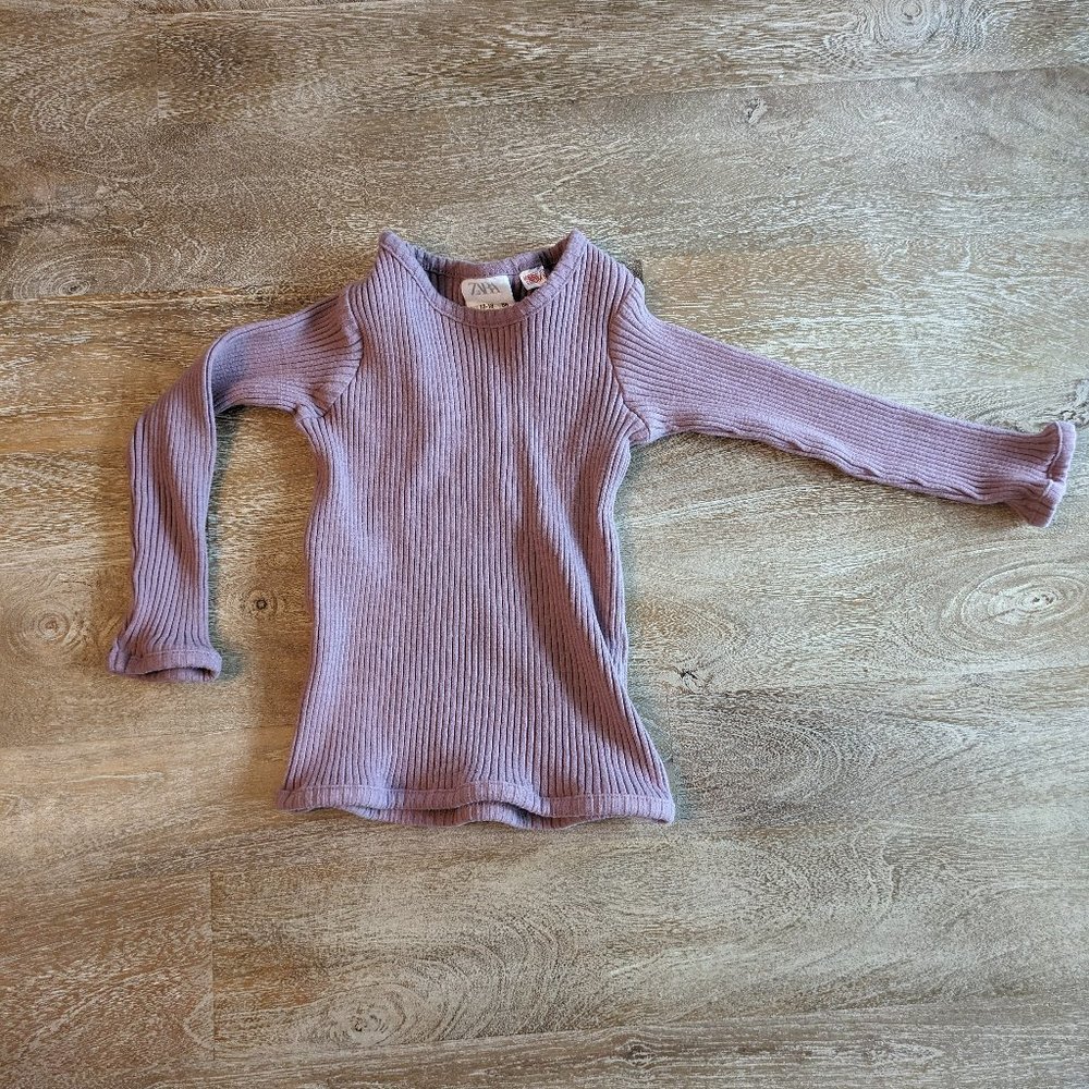 Zara Girls Purple Ribbed Shirt - size 12-18 Months